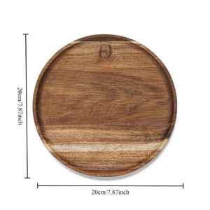Plato de Servir Redondo de Madera de Acacia para el Hogar y la Cocina, Plato para Aperitivos, Plato de Madera para Decoración de Bodas, Plato de Madera para el Desayuno - Product Image 6
