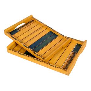 Plateaux de service en bois de manguier jaunes et verts de qualité standard, efficaces et adaptés à la cuisine et à la salle à manger, disponibles à la vente - Product Image 3