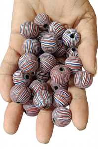 Lampwork Rondelle <b>Beads</b> Blue Yellow White <b>Red</b> Striped Loose Bulk For Jewelry Making - Product Image 4