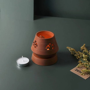 Juego de 2 (SAMARA - VIPASSANA) - Lámpara de terracota artesanal para velas de té, ideal para tu mesa de estudio, mesa de comedor o mesa auxiliar. - Product Image 3