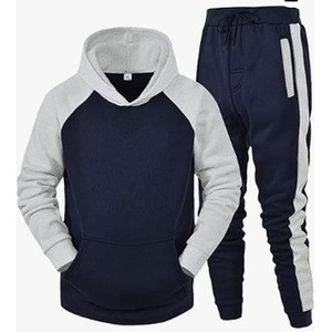 Conjunto Deportivo con Capucha para Hombre, Color Negro y Gris, Manga Larga, Estilo Casual para Otoño, Transpirable, de Poliéster y Algodón, Pantalones Jogger con Laterales - Product Image 3