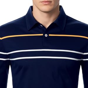 Camisa Polo de Manga Larga a Rayas para Hombre, Estilo Casual, para Negocios, Golf, Tenis, con Cuello y Botones - Product Image 1