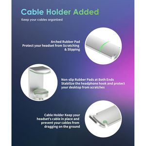 Supporto per Cuffie in Alluminio con Doppia Testa Rotante, Capacità di Carico 11lb, Supporto Universale da Scrivania per Cuffie - Product Image 4