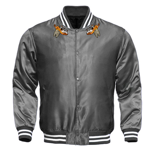 <b>Mens</b> Glossy Satin Bomber <b>Jacket</b> <b>Lightweight</b> Casual Streetwear Button Front Ribbed Cuff Soft Shine Fashion Outerwear - Product Image 1