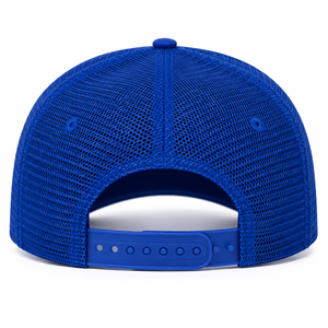Casquette Trucker 6 Panneaux Bleue avec Dos en Maille et Avant en Sergé de Coton, Logo Brodé Personnalisé, Réglable, Unisexe, Décontractée, Printemps-Été - Product Image 6