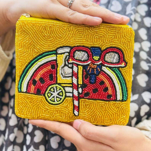 Monedero de algodón bordado a mano con cuentas de cristal y diseño de arcoíris, estilo artesanal y artístico, precio mayorista - Product Image 4