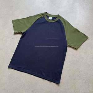 T-shirt de haute qualité en coton noir 100% avec contraste de couleur, style streetwear, manches courtes raglan, pour homme, été - Product Image 5