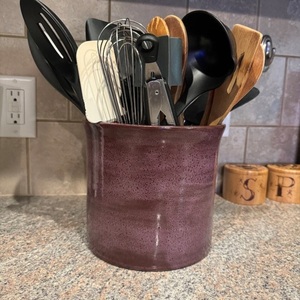 Artisan Ceramic <b>Utensil</b> <b>Holder</b> Matte Speckle Glaze Thick Wall Heat Resistant Non Slip Base <b>Kitchen</b> Counter Storage Organizer - Product Image 3