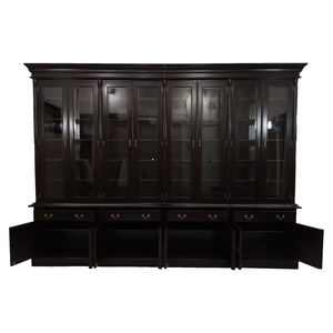 Mueble de Salón Tradicional de Madera de Caoba Maciza Hecho a Mano, Ecológico, con Puertas de Vidrio y 4 Cajones, Mueble de Almacenamiento para Villa - Product Image 1