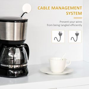 Mobile dispensa bianco con anta in vetro e spazio per microonde, ripiani regolabili per cucina e sala da pranzo - Product Image 6
