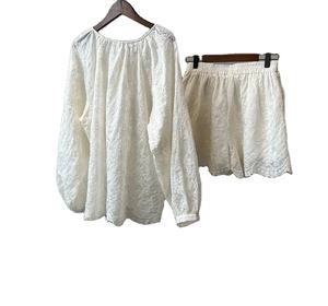 ชุดเสื้อผ้า2ชิ้นผ้าฝ้าย100% กางเกงขาสั้นลำลองคุณภาพพรีเมี่ยมสำหรับสตรีชุดเสื้อผ้า2ชิ้นผ้าคอตตอนหน้าร้อนน้ำหนักเบา - Product Image 1
