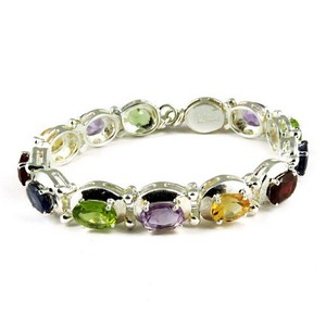 Excelente Combinación de Brazaletes de Plata de Ley 925 con Forma de Articulación y Múltiples Piedras, Venta al por Mayor, Patrón Bohemio para Amantes, Unisex, para Mujer - Product Image 1