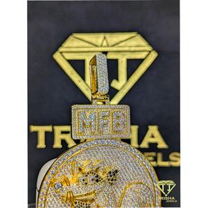 จี้รูปสัตว์ประดับเพชรโมอิสซาไนต์แบบ Iced Out เงินแท้ 925 เครื่องประดับฮิปฮอปสำหรับผู้ชาย สุดหรู จาก Trisha Jewels - Product Image 3