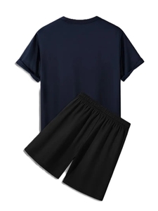 Men's Cotton T-Shirt And Shorts Set Crew Neck Solid Color Casual Summer Wear Breathable High Quality Knitted Fabric - Product Image 4