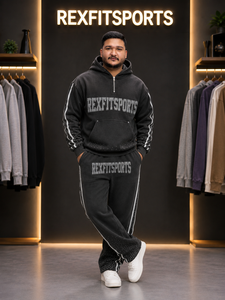 Ensemble de survêtement personnalisé pour homme, sweat à capuche et pantalon de jogging épais, imprimé DTG, strass, streetwear, coupe oversize, marque privée OEM - Product Image 2