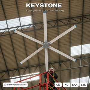 พัดลม HVLS แบบเสียงเบา ครอบคลุมพื้นที่กว้าง ให้ลมแรง ความเร็วต่ำ เหมาะสำหรับพื้นที่พักผ่อนและจัดเก็บ - Product Image 1