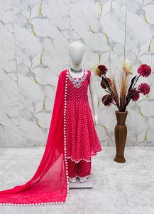 Nouvelle Collection TENNECY – Magnifique Ensemble Robe de Soirée pour Filles en Georgette Imprimée Numérique avec Broderie Fil et Miroir Véritable, et Duptta Assortie - Product Image 4