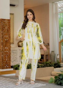 Pantalones de Algodón con Estampado Tie Dye Amarillo para Mujer, Corte Holgado, Estilo Casual Étnico, Estilo India Pakistán, Ropa de Verano - Product Image 6