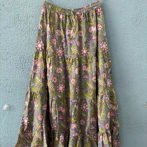 Jupe en coton imprimée à la main, jupe traditionnelle à l'impression en bloc, jupe d'été imprimée pour femmes, cadeau pour elle - Product Image 1