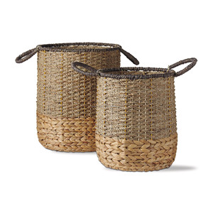 Cesta de almacenamiento de algas marinas de jacinto de agua, alta calidad, con asas, para el hogar y organización, cesta de lavandería, superventas - Product Image 1