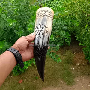 Cuenco artesanal único de estilo vikingo con forma de cuerno de animal pulido para decoración del hogar, auténtica artesanía del Uttar Pradesh. - Product Image 3