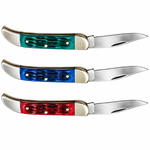 Couteaux de poche pliants noirs, argentés et dorés avec lame en acier inoxydable tranchante, manche incurvé classique et embouts en laiton pour usage extérieur et EDC - Product Image 4