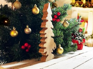 <b>Wooden</b> Christmas Tree Decor Tabletop <b>Rustic</b> Laser Cut Holiday Decoration Winter Home Decor Plant Theme 1PC - Product Image 3