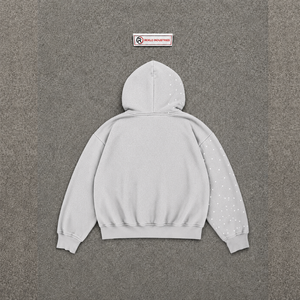 เสื้อฮู้ดซิปสีเทาอ่อนพิมพ์ลายสไตล์ลำลอง ผ้าเฟรนช์เทอร์รี่ โพลีเอสเตอร์ 100% เหมาะสำหรับใส่ในฤดูใบไม้ร่วง ลายกราฟิก ทรงโอเวอร์ไซส์ ไซส์ F - Product Image 6