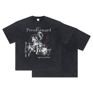 เสื้อยืดสตรีทแวร์วินเทจพิมพ์ลาย XH 250GSM ผ้าฝ้ายฟอกแบบดิสเทรส ขอบเสื้อแบบฟรี ฮีม แฟร์เวย์  ขายส่งจากโรงงาน - Product Image 2