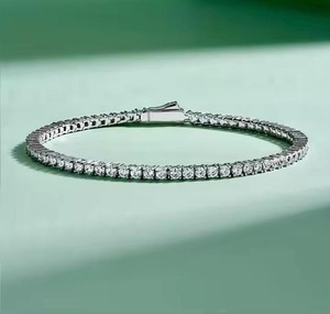 Moissanite Diamond Bracelet for Women and Men, Mix Cut Diamond Bracelet For Wedding, White Gold moissanite Bracelet - Product Image 1