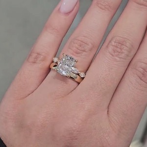 Cushion Cut Lab Diamond Engagement <b>Ring</b> in 14K Yellow Gold with IGI Certified & VVS Clarity for Women's from <b>Indian</b> Supplier - Product Image 1