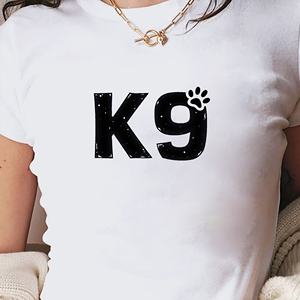 เสื้อยืดแฟชั่นสำหรับผู้หญิง K9แฟชั่นพิมพ์ลายอุ้งเท้าสั้น - Product Image 4
