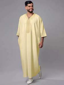 Thobes islamiques pour hommes, personnalisables OEM, nouvelle mode, à manches longues, avec capuche, style marocain, Jubbah, décontracté, longueur au sol, pour la prière du Ramadan - Product Image 6