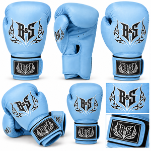 Guantes de boxeo de cuero PU de 12 oz, con serigrafía, cordones, antideslizantes, transpirables, para entrenamiento de Muay Thai, para gimnasio y combate. - Product Image 5