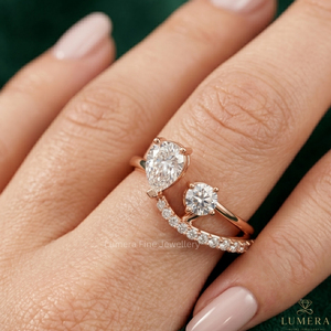Luxury Rose Gold Plated Lab Grown Pear Cut Diamond IGI Certified Open <b>Adjustable</b> <b>Ring</b> for Women Wedding Bridal Jewelry Gift - Product Image 6