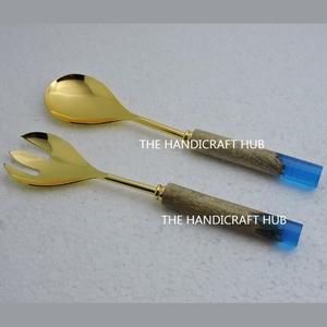 Ensemble de cuillères à salade en acier inoxydable avec manche en résine, produits très demandés, pour la maison, l'hôtel, la restauration, la vaisselle et la cuisine. - Product Image 6