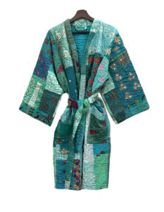 New Arrival Indian Handmade Cotton Patchwork <b>embroidery</b> Khamadiya Kantha kimono Ethnic Boho Style Kantha Kimono Robe for Women - Product Image 3