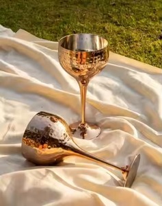 Gobelet à vin en métal de qualité supérieure, en acier inoxydable, réutilisable, vaisselle de luxe moderne pour hôtel, restaurant, mariage - Product Image 5