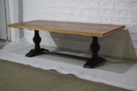 Table à manger rustique en bois de manguier massif, finition bicolore, style européen moderne, base pliable, écologique, pour la maison et l'hôtel