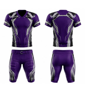 Ensemble Maillot et Pantalon de Football Américain pour Homme Adulte Violet, Imprimé par Sublimation, Respirant, 100% Polyester, Détection par Aiguille - Product Image 1