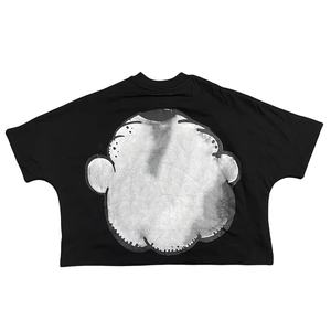 Logo personnalisé 300 GSM Streetwear Box Cut Tee T Shirt Heavyweight Cropped Top TShirt Graphic Cotton Oversized Boxy Fit T-Shirt Men - Product Image 6