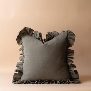 Magnifique taie d'oreiller en coton faite à la main, rose sauge, à volants, en tissu à larges rayures, avec fermeture éclair discrète, tissée à la main, pour la maison, l'hôtel, Noël - Product Image 3