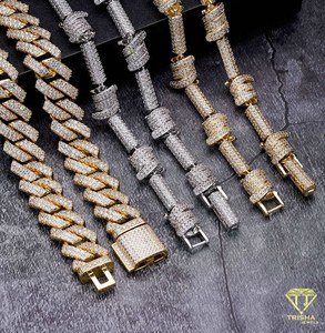 Chaîne cubaine en moissanite et diamant, en argent sterling 925, bijoux de luxe style hip-hop, collier pour hommes et femmes, importateurs de bijoux - Product Image 3