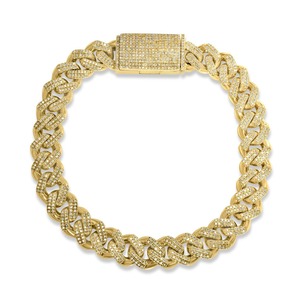 Bracelet chaîne en argent 925 plaqué rhodium avec maillons en forme de fleur de cristal, serti de moissanite, unisexe, à porter au quotidien - Product Image 1