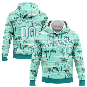 Sweat-shirt à capuche sportif personnalisé avec motif 3D palmiers hawaïens blancs aquatiques, nouvelle conception, vente en gros directe pour l'industrie - Product Image 1