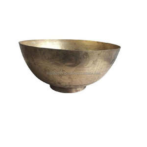 Antique finish brass serving bowl handcrafted by skilled artisans suitable for modern and traditional kitchen display - Product Image 3