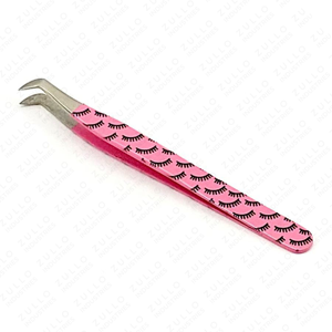 Professional Pink Stainless Steel Eyelash Extension Tweezers with Fiber Tips Custom Logo <b>Precision</b> <b>Tools</b> for Volume Lashes - Product Image 2