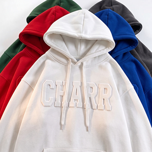 เสื้อสเวตเตอร์พรีเมียมคุณภาพสูง พิมพ์ลายโลโก้แบบนูน ล้างสีแบบแอซิดวอช พิมพ์ลาย 3 มิติ แบบนูน ทรงโอเวอร์ไซส์ สำหรับผู้หญิง - Product Image 6