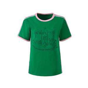 Chemise gaufrée AKA Green Premium pour femme, motif lettres grecques, tissu de haute qualité, coupe confortable, haut décontracté à col rond - Product Image 1