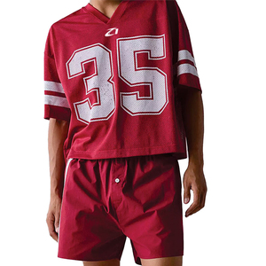 Camiseta de fútbol americano roja personalizada al por mayor para hombre, uniforme deportivo transpirable con cuello en V, ropa de entrenamiento de malla, OEM ODM - Product Image 2